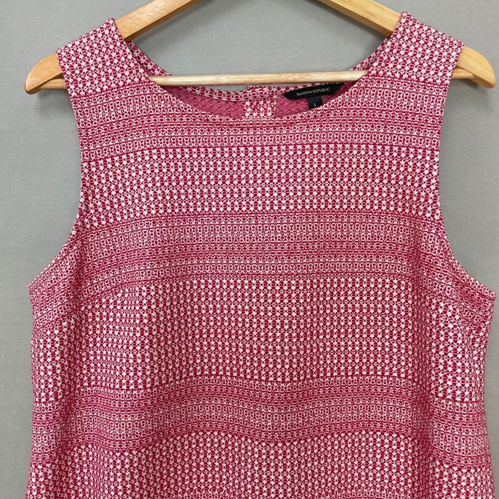 Banana Republic Striped Top Button Back Tank Pink White Woven Sleeveless Large - Picture 3 of 12